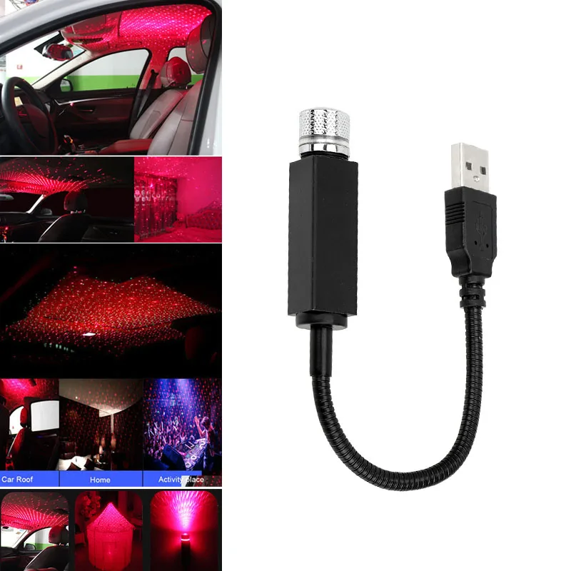USB Star Žvaigždžių Projektorius Naktį Lengvojo Automobilio Stogo Atmosfera Lempos Automobilių, Namų Miegamojo Dekoratyviniais Dinaminis Galaxy Projektoriaus Šviesos
