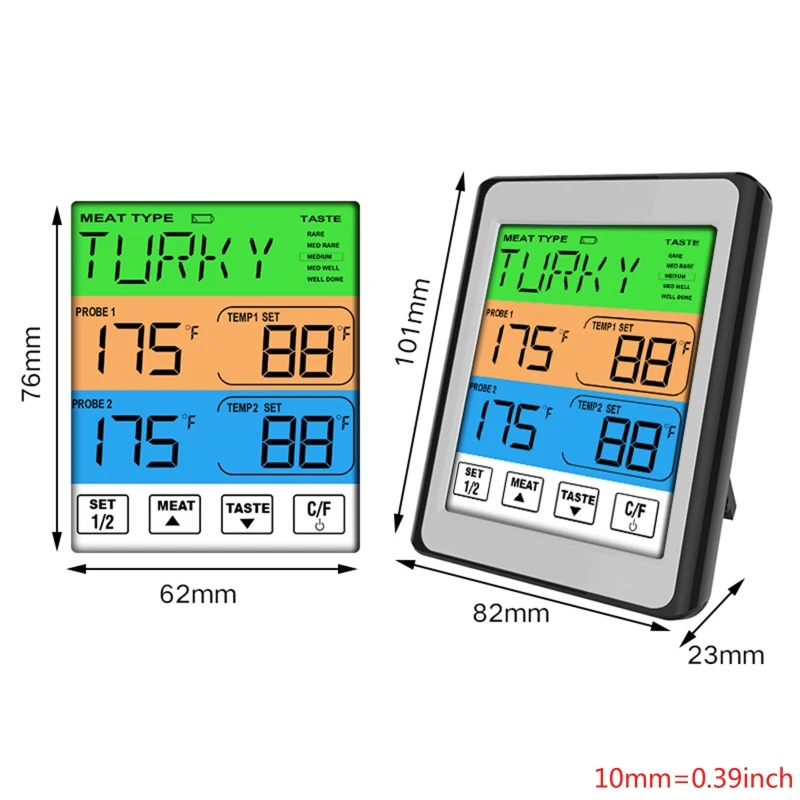 Dual Zondas Skaitmeninis Cooking Mėsos Termometras, Didelis LCD Apšvietimas Maisto Grilis Termometras su Laikmačio Režimas Rūkalius Virtuvė