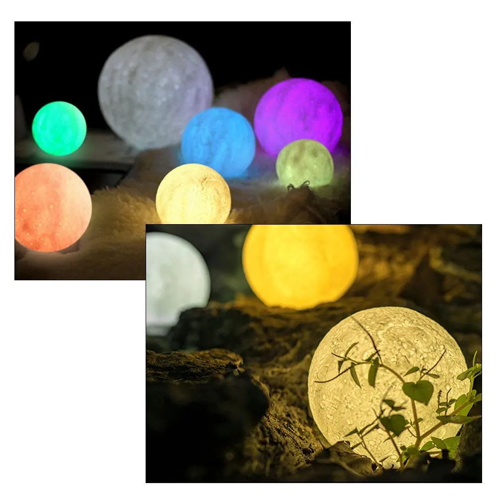 Foxanon Palieskite Jutiklį, Šviesos, Naktiniai staleliai, Lempa USB 3D Spausdinimo Mėnulio Lempos Šviesos Miegamojo Romantiškas Stalo Lempos 2/16 Spalvų Kaita, Namų Dekoro