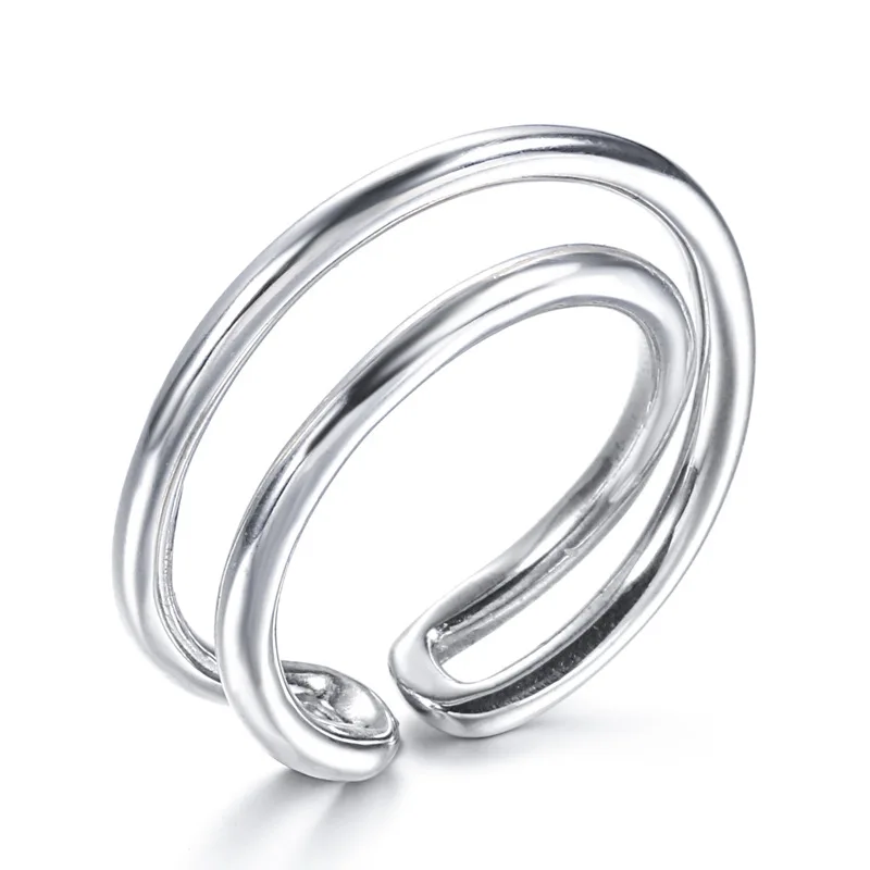 Korėjos Stiliaus S925 Sterlingas Sidabro Žiedas Moterų Multi-Dimensional Susukti Geometrinis Žiedą INS Grynųjų Raudonas Žiedas rodomojo Piršto Žiedą