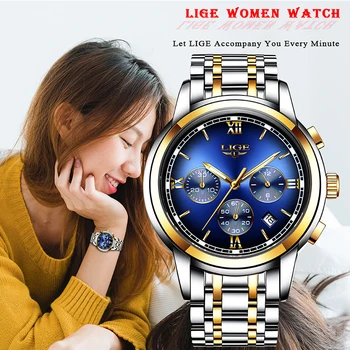 2019 LIGE Naujas Rose Gold Moterų Watch Verslo Kvarco Žiūrėti Ponios Viršų Prabangos Prekės ženklo Moterų Riešo Žiūrėti Mergina Laikrodis Relogio Feminin