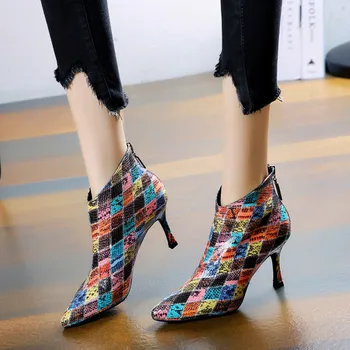 2020 naujas Moterų mados Batai Pažymėjo Tne Aukštos Paslysti Ant Kulno, Kulkšnies Siurbliai Stiletto Zapatos Botas De Mujer seksuali Gyvatė modelio Batai