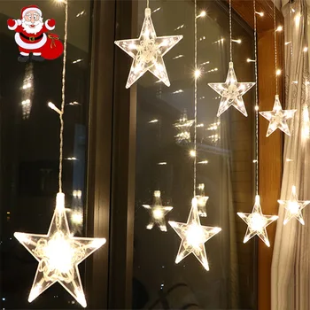 220V ES Plug 2.5 M LED Star Užuolaidų Šviesos Lauko String Žibintai Patalpų Kalėdinė Girlianda partijų Vestuvių Šventės Puošmena