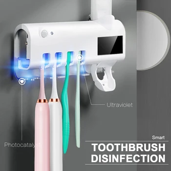 3 In 1 UV dantų šepetėlį Sterilizer Photocatalyst Dantų pastos Laikiklis dantų šepetėlį Turėtojas, Automatinė, dantų Pasta Squeezer Dozatorius
