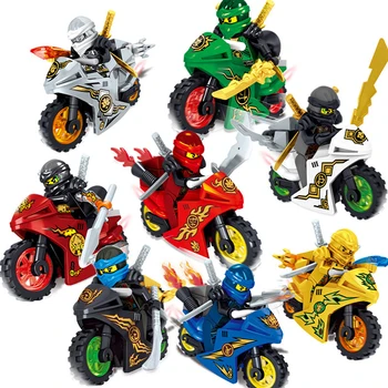 8pcs Ninjagoed Kietas Motociklas Su Ginklų Vaikų Ankstyvojo Ugdymo Duomenys Rinkiniai Plytų Žaislai Vaikams Dovanų