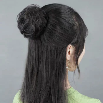 AOOSOO Moterų Spurgos Chignon Plaukų Bun Spurgos Įrašą Hairpiece Plėtiniai Sintetinių Plaukų priauginimas Aukštos Temperatūros Garbanotas Bun