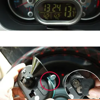 Automobilio Termometras Skaitmeninis Laikrodis, Automobilių Laikrodis LED Apšviesta Auto Dual Temperatūros Indikatorius Voltmeter Įtampos Testeris