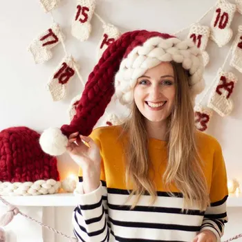 Behogar Kalėdų Senelio Kepurę Minkštas Islandija Vilnoniai Megzti Skrybėlę su Kamuoliu Kalėdų Dovanos Suaugusiems Kalėdinė Dekoracija