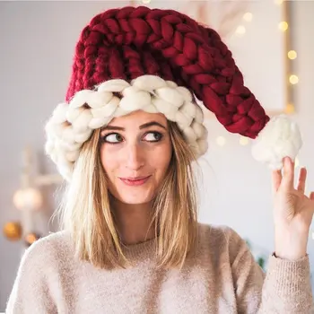 Behogar Kalėdų Senelio Kepurę Minkštas Islandija Vilnoniai Megzti Skrybėlę su Kamuoliu Kalėdų Dovanos Suaugusiems Kalėdinė Dekoracija