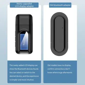Bluetooth 5.0 Imtuvas Siųstuvas LCD Ekranas 3.5 mm AUX Lizdas 2 In1 USB Bluetooth Dongle Belaidžio Garso Adapteris