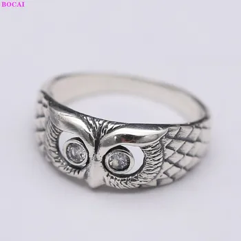 BOCAI s925 Sterlingas sidabro žiedai Mados Asmenybės Pelėda galvos Argentum žiedai 2021 populiarus Tailando ranką sidabro papuošalai moterims