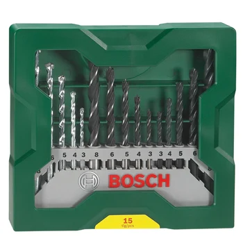 Bosch 15-gabalas grąžtas žalia nustatyti mūro grąžtas twist medienos grąžtas multi-funkcija, gręžimo karūnos, įrankių tvirtinimo