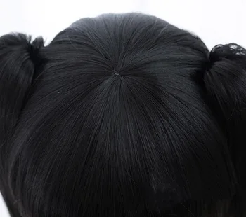 DATA GYVENTI Tokisaki Kurumi Cosplay Perukai Aukštos temperatūros Pluošto, Sintetinių Plaukų, juodų Plaukų su Ponytails + nemokamas plaukų ju