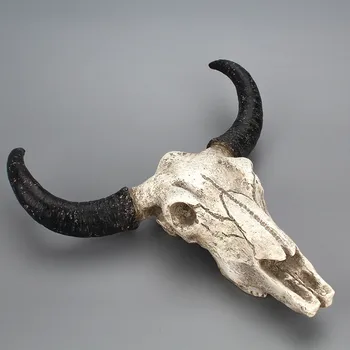 Derva Longhorn Karvės Kaukolė Galva Sienos Kabo dekoro 3D Laukinių Gyvūnų Skulptūros Figūrėlės Amatų Ragai Namų Dekoro