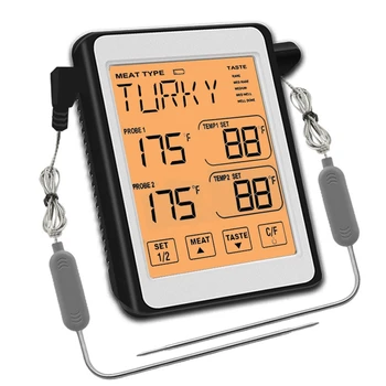 Dual Zondas Skaitmeninis Cooking Mėsos Termometras, Didelis LCD Apšvietimas Maisto Grilis Termometras su Laikmačio Režimas Rūkalius Virtuvė