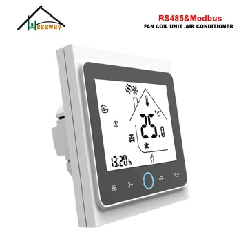 HESSWAY 3 Greitis RS485 MODBUS RTU smart kambario termostatas 24vl AC95-240V 2 Vamzdžių fan coil vienetas