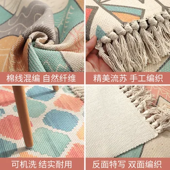 Ins Japonų stiliaus medvilnės rankomis austi sienų apmušalai naktiniai kilimai eco-friendly namų miegamajame ilgai kutas ne slydimo kilimėliai
