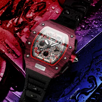 KIMSDUN Garsaus Prekės ženklo Žiūrėti vyriški Prabangūs Chronograph Kvarcas Laikrodžio Raudonas Silikoninis Dirželis Sporto Madinga Vyrų Laikrodis Relogio