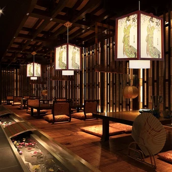 Kinijos klasikinės medinės šviestuvo led Japonijos grožio nuotrauka restoranas arbatos viešbučio restorane medžio masyvo Liustra