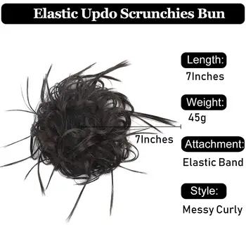 Kong&Li Nepatogus Scrunchie chignon plaukų bun Tiesiai elastinės juostos šukuosena, hairpiece sintetinių plaukų chignon plaukų pratęsimo moterims