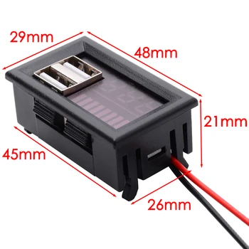 LED Švino Rūgšties Baterijos Talpos Indikatorius voltmetras 12V Automobilinis Maitinimo Įtampa Ekranas Metrų Dual USB Kroviklį Mobiliesiems Galia