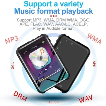 MP3 Grotuvas su Bluetooth, Muzikos Grotuvas, Hi-Fi Stereo Mini Grotuvas Nešiojamų E -Book Reader Slim MP4 Grotuvas