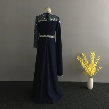 Naujas Atvykimo Aukšto kaklo Juoda vakarinę suknelę 2021 kaftan dubajus ilgomis rankovėmis Promenadzie suknelė Šalies vakare chalatai chalatas de soiree