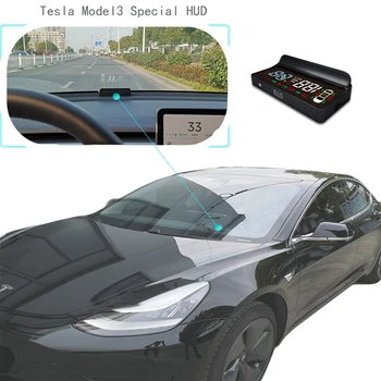 OBD2 II HUD Automobilių Ekranas Tesla Modle 3 Head-Up Display Hud Ekranas greičio viršijimo Įspėjimo prekinis, galinis Stiklo Projektorius, Signalizacijos Sistemos, Auto