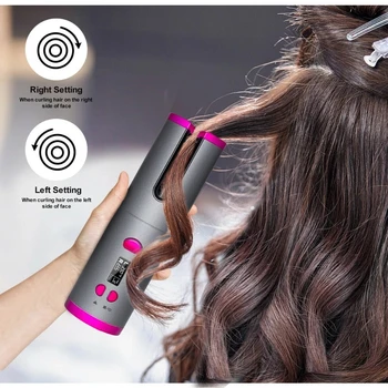 Pro Keramikos automatinė Hair Curler USB Įkrovimo Garbanoti Geležies Curl Bangos LCD Ekranas Keramikos Garbanotas Sukasi Garbanoti Banga Styer
