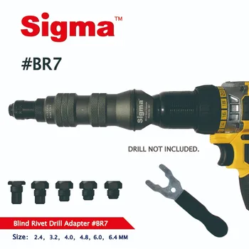 Sigma #BR7 SUNKIŲJŲ Aklas Pop Kniedės Gręžimo Adapteris bevielio ryšio ar Elektros energijos gręžimo adapteris alternatyvių oro riveter kniedės ginklą