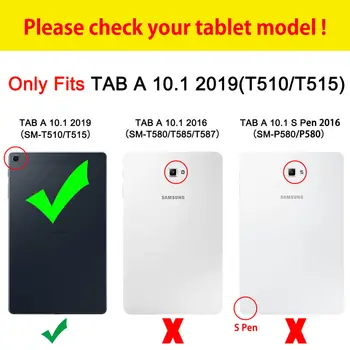 SM-T515 Coque Tablet Case For Samsung Galaxy Tab 10.1 2019 T510 T515 SM-T510 Padengti Funda Mados drugelis Stovėti Shell +Dovana