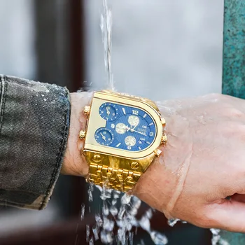 TEMEITE Didelis Kvadratinių Žiūrėti Vyrams Prabanga Aukso Kvarciniai Laikrodžiai Karinės Vandeniui Vyrų Laikrodžiai Relogio Masculino Dourado
