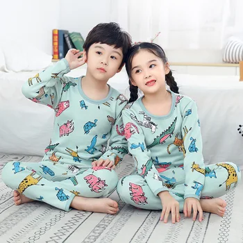 Vaikų apatinis trikotažas Vaikams Vilnos Pižama ilgomis Rankovėmis Animacinių filmų Pižama Mergaitėms Berniukai Sleepwear Rudens Žiemos Vaiko Sleepwear