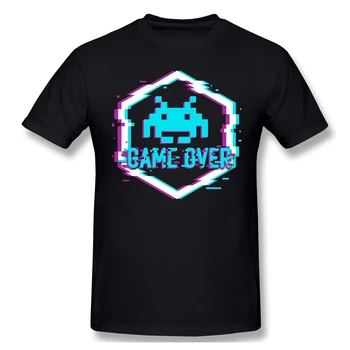 Vyrai Space Invaders T-Shirts Juokinga Viršūnes Žaidimas Per Grynos Medvilnės Tees Harajuku marškinėlius